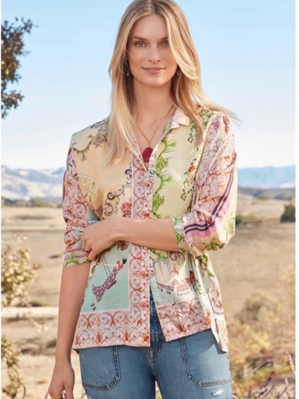 Johnny Was Downtown Seline Button Down Size M